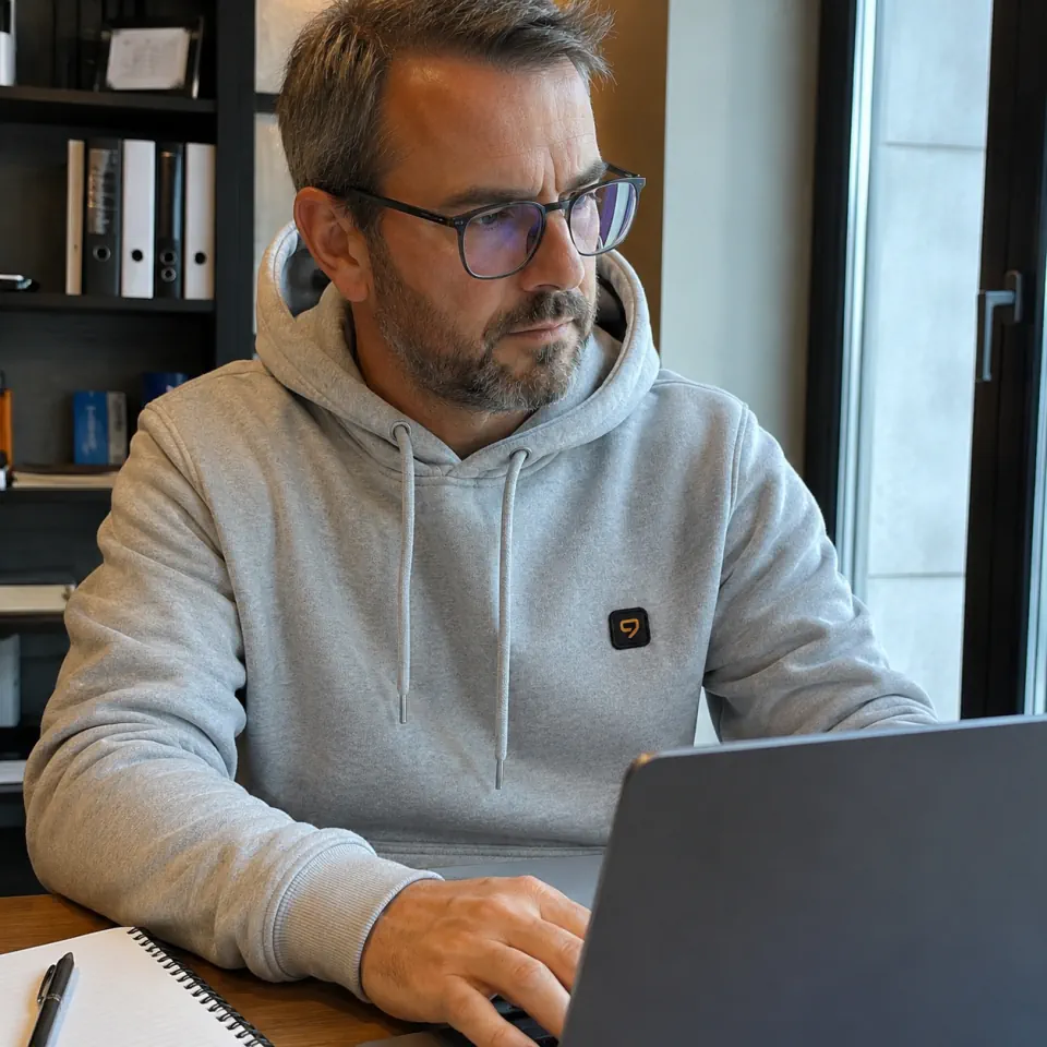Photo client 9HEAT Volt Hoodie 12 en situation: bureau frais