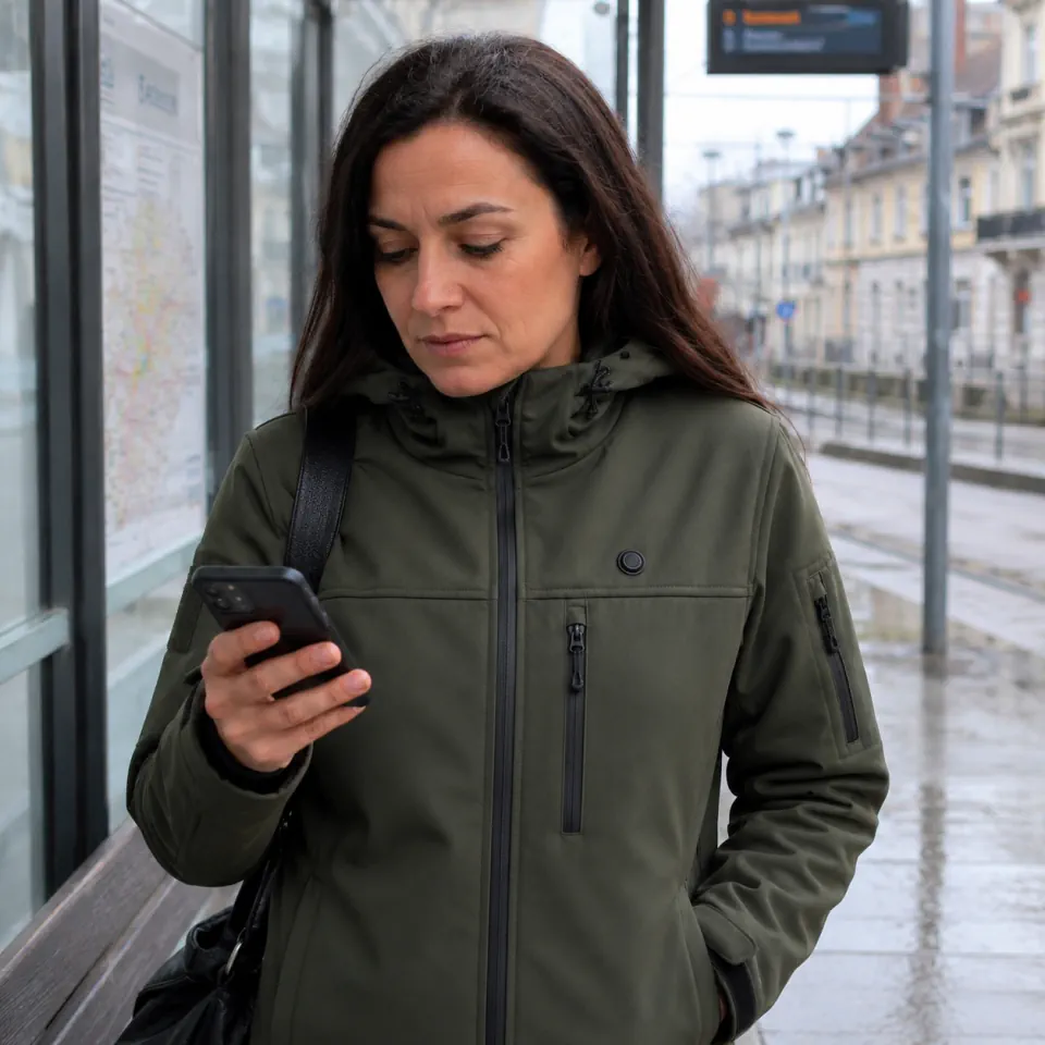 Photo client 9HEAT Motion 7 Softshell en situation: trajet